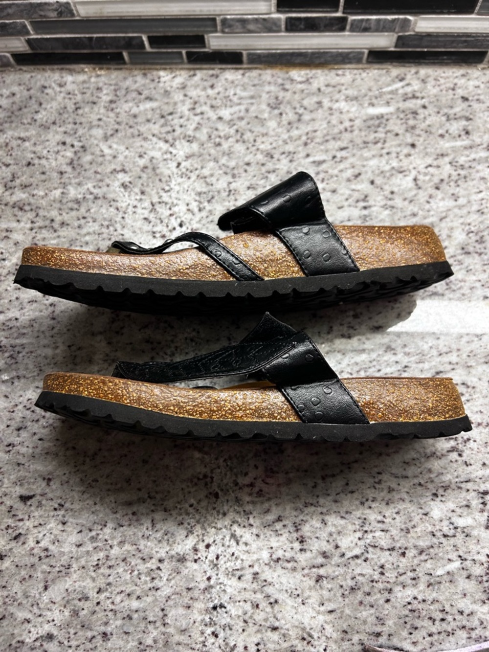 Womens Birkenstock Betula Black Leather Slide Sandals with Leaf Detail size 9 - Picture 6 of 8